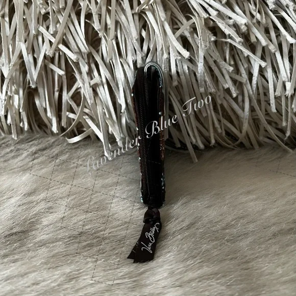 Vintage VERA BRADEY Java Blue 2006 Mini Zip Around Wallet Brown Y2K Floral Quilt - Picture 4 of 12